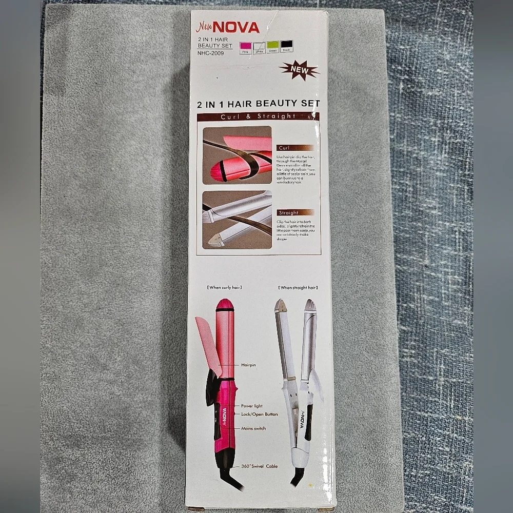 2-in-1 hair straightener and curler set
